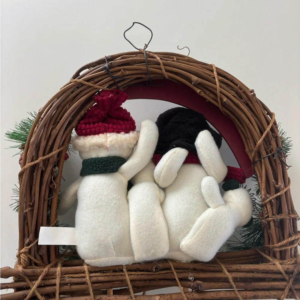 Festive Snowman Welcome Wreath - Red, White, Green